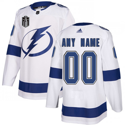 Men's Tampa Bay Lightning Custom 2022 White Stanley Cup Final Patch Stitched Jersey
